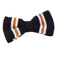 Knitted Navy with Orange & White Thin Stripe Bow Tie