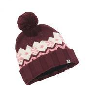 knit stripe bobble hat deep magenta