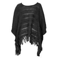 Knitted Fringe Hem Poncho