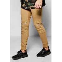 Knee Zip Joggers - stone