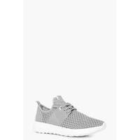 Knitted Lace Up Trainer - grey