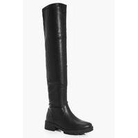 knee high cleated boot black