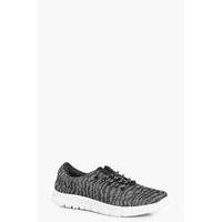 Knitted Lace Up Trainer - black