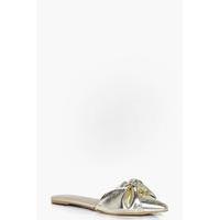 Knotted Front Peeptoe Slip On Flat - gold