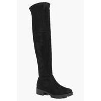 knee high cleated boot black