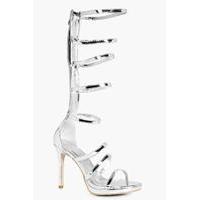 Knee High Gladiator Heel - silver