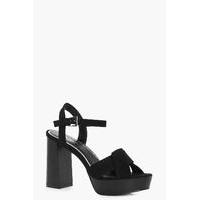 knotted front platform heel black