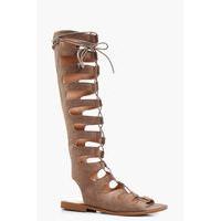 Knee High Gladiator Sandals - taupe