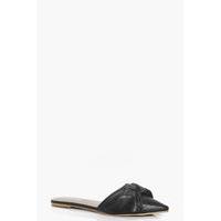 Knotted Front Peeptoe Slip On Flat - black