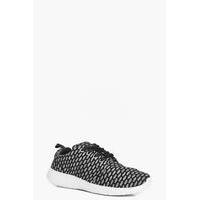 Knitted Lace Up Trainer - black