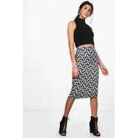 Knitted Geo Midi Skirt - grey