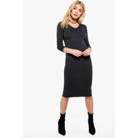 knitted midi dress grey