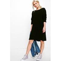 knitted swing dress black