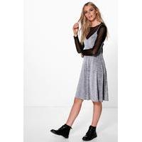 Knitted Swing Playsuit Mesh Top - grey