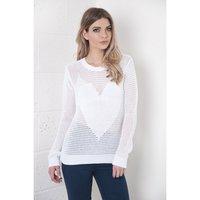 knitted jumper with heart detail in white