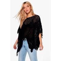 Knitted Tassel Jumper - black