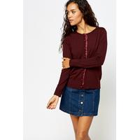 Knitted Contrast Button Front Cardigan