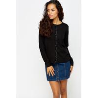 Knitted Contrast Button Front Cardigan