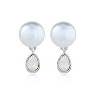 Knight & Day Pearl, Rhodium & White Opal Tear Drop Earringss