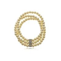 Knight And Day Rhodium And Cream Pearl With Crystal Bracelet
