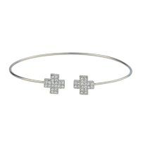 Knight & Day Rhodium Wire Cross Bangle