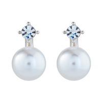 Knight & Day Rhodium Pearl & Crystal Stud Earringss