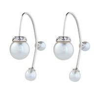 Knight & Day Pearl & Rhodium Fish Hook Earringss