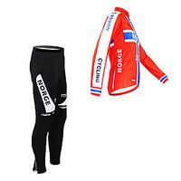 Kooplus Cycling Jacket with Pants Men\'s Long Sleeve Bike Clothing SuitsThermal / Warm Fleece Lining Moisture Permeability Wearable