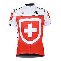 Kooplus Cycling Jersey Men\'s Short Sleeve Bike Jersey Tops Waterproof Zipper Front Zipper Wearable Breathable 100% Polyester National Flag