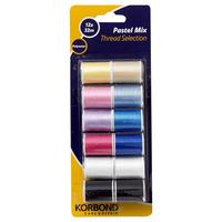 Korbond Pastel Thread Pack of 12 - each 32 metres 238367