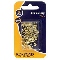 Korbond Gilt Safety Pins 36 Pieces 238307