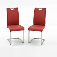 Koln Dining Chair In Red Faux Leather in A Pair