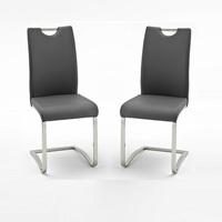 Koln Dining Chair In Grey Faux Leather in A Pair