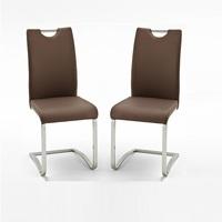 Koln Dining Chair In Brown Faux Leather in A Pair