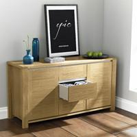 kotiin oak wide 2 door 3 drawer sideboard