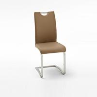 Koln Dining Chair In Cappuccino Faux Leather With Chrome Legs