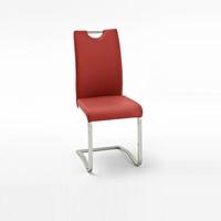 Koln Dining Chair In Red Faux Leather With Chrome Legs