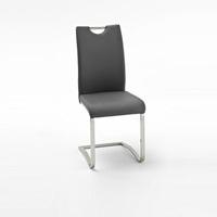 Koln Dining Chair In Grey Faux Leather With Chrome Legs
