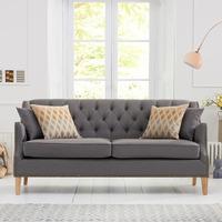 Kosmo 3 Seater Sofa In Grey Fabric With Natural Ash Legs