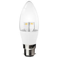 Kosnic 3W Reon LED Clear Candle - Warm White BC/B22