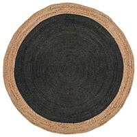 Kos Hand braided Reversible Charcoal Grey Circle Rug C160