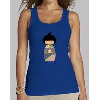 kokeshi blue strapless shirt woman her