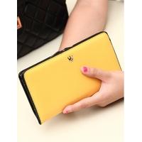 Korean Fashion Women Purse PU Leather Wallet Long Clutch Bag Pouch Card Holders Yellow