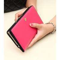 Korean Fashion Women Purse PU Leather Wallet Long Clutch Bag Pouch Card Holders Rose