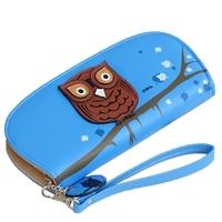 Korean Cute Women Girls Purse Owl 3D Print PU Leather Zipper Long Wallet Clutch Card Holder