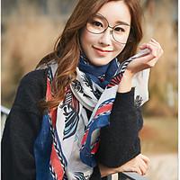 Korea Cotton and Linen Retro Scarf Shawl Thin Long Rectangle Women\'s Beach UV Sunscreen Bohemia Retro Print