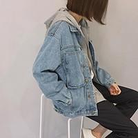 Korean version was thin loose denim jacket women short paragraph jacket BF College Wind handsome coat jacket