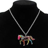 Korean Style Fashion And Personality Contracted Adorable Multicolor Horse Lady Party Daily Pendant Necklace Movie Jewelry
