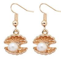 Korean Style Fashion Luxury Personalized Delicate Shell Pearl Earrings Lady Party Drop Earrings Movie Jewelry