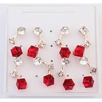 Korean Style Fashion Personalized Elegant Square Rhinestone Lady Party Stud Earrings Statement Jewelry